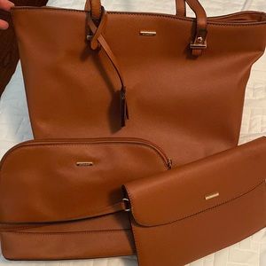 Set of matching bags. Tote, crossbody and bag. All brown